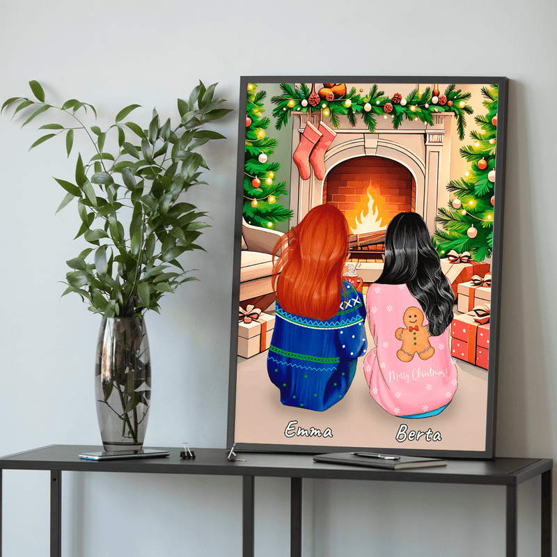 Schwestern an Weihnachten Clipart - Poster, personalisiertes Geschenk für Schwester - Adamell.de