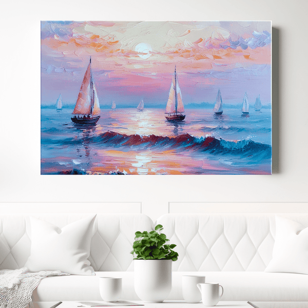 Segelboote - Bild auf Leinwand, originelles Geschenk für Frau - Adamell.de