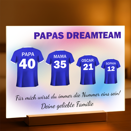 Papas Team - Druck auf Glas, personalisiertes Geschenk für Papa