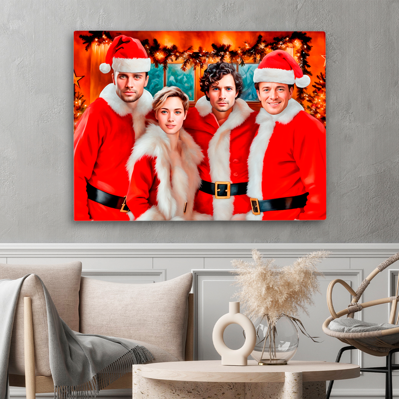 Porträt der vier Nikoläuse - Druck auf Leinwand, personalisiertes Geschenk für Freund