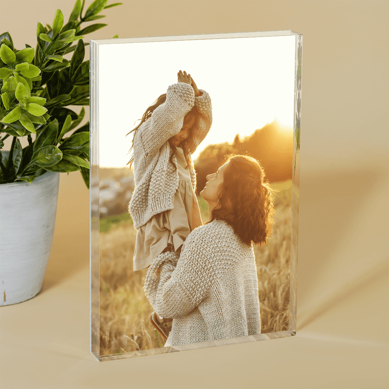 Sonnenuntergang mit Mutter - Druck auf Glas, personalisiertes Geschenk für Mama - Adamell.de