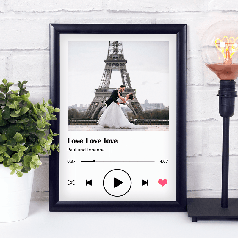 Spotify - Bild in einem Rahmen - Druck auf Glas, personalisiertes Geschenk - Adamell.de