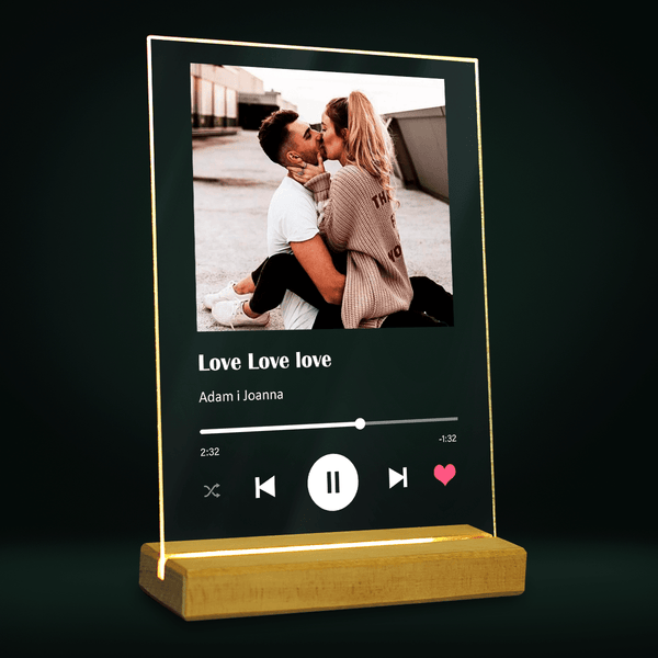 Spotify Love Foto mit Bildunterschrift - Druck auf Glas, personalisiertes Geschenk - Adamell.de