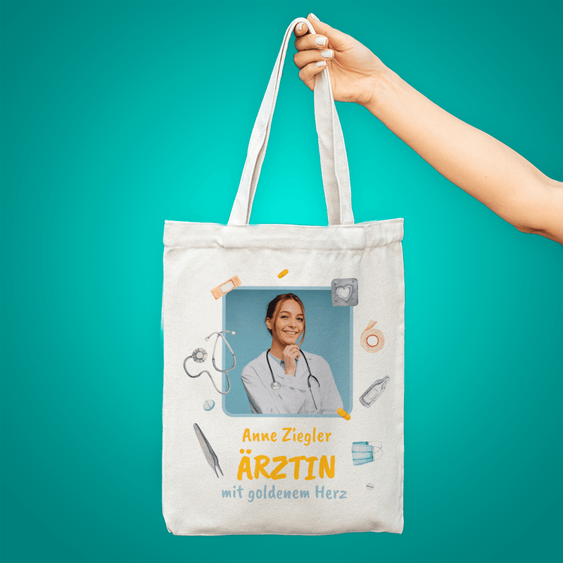 Stofftasche mit eigenem Aufdruck ARZT - personalisiertes Geschenk für Arzt - Adamell.de