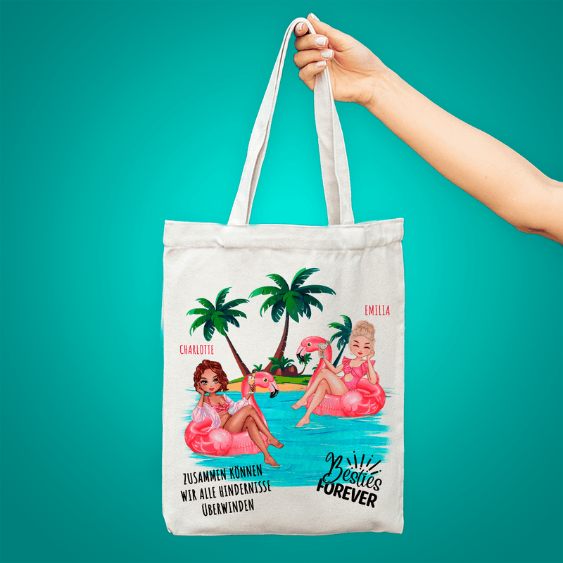 Stofftasche mit eigenem Aufdruck BESTIES FOREVER - personalisiertes Geschenk für Freundin - Adamell.de