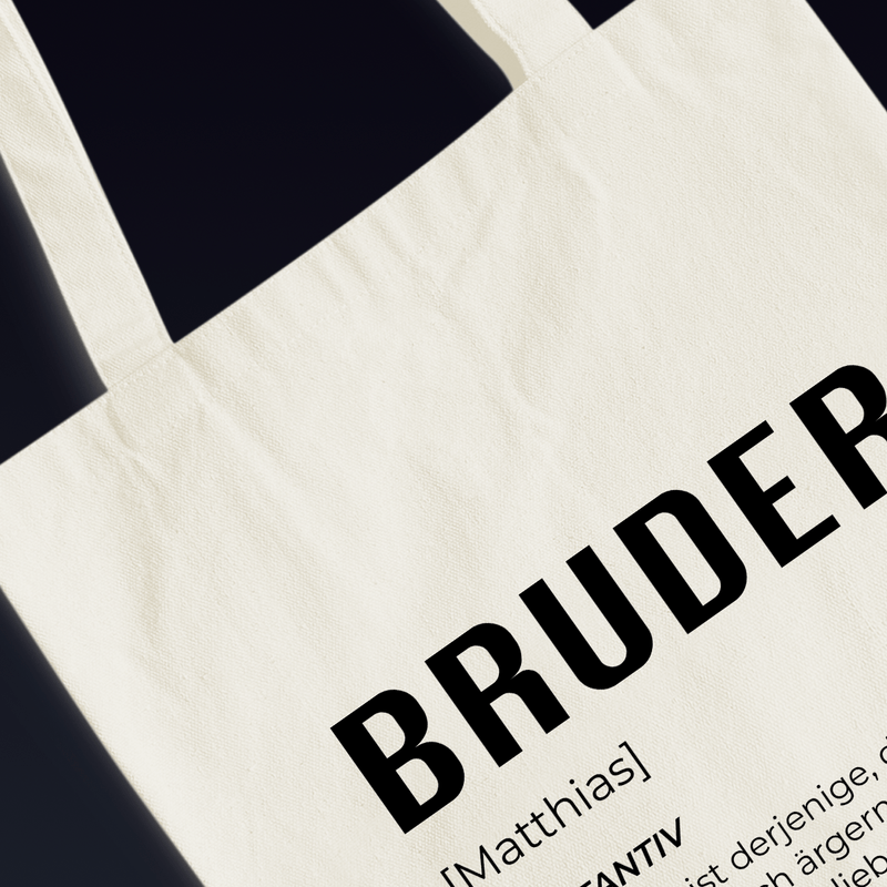 Stofftasche mit eigenem Aufdruck BRUDER - personalisiertes Geschenk für Bruder - Adamell.de