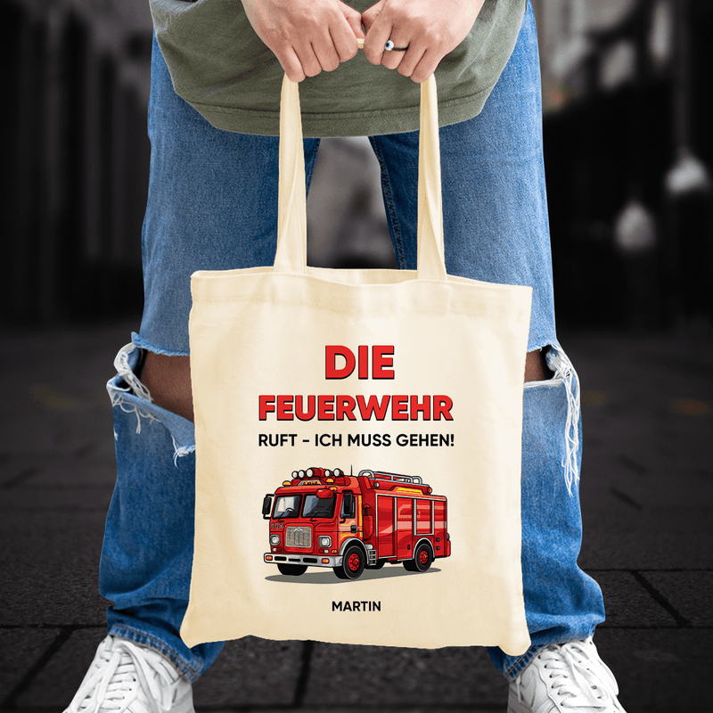 Stofftasche mit eigenem Aufdruck FEUERWEHRMANN - personalisiertes Geschenk für Feuerwehrmann - Adamell.de