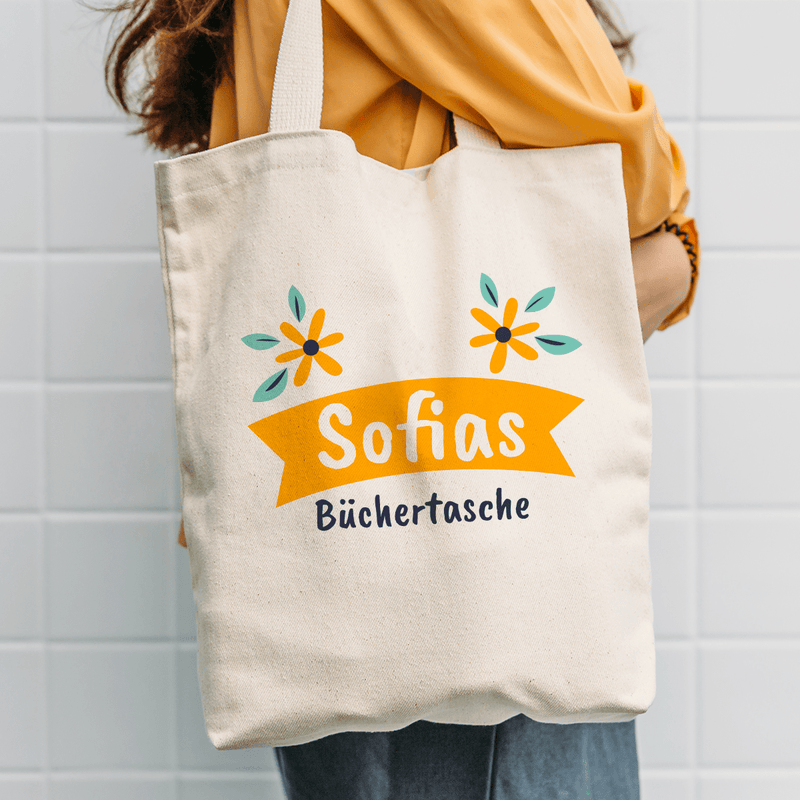 Stofftasche mit eigenem Aufdruck FÜR BÜCHER - personalisiertes Geschenk für Frau - Adamell.de