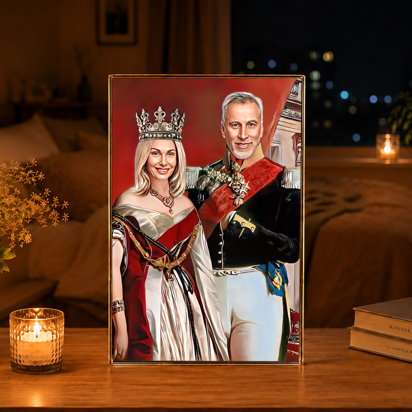 Porträt Paares im königlichen Stil - Druck auf Glas, personalisiertes Geschenk für Paar