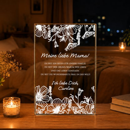 Meine liebe Mama - Druck auf Glas, personalisiertes Geschenk für Mama
