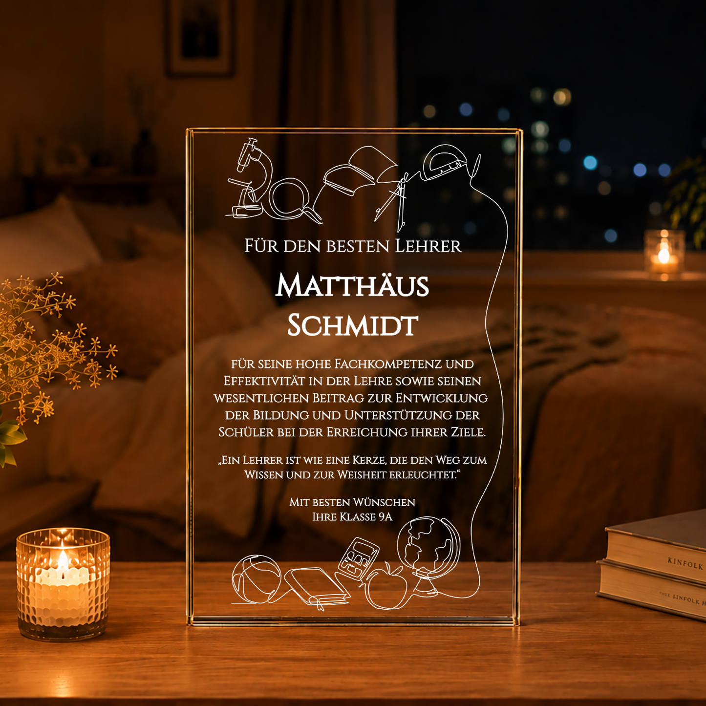 Der beste Lehrer - Druck auf Glas, personalisiertes Geschenk für Lehrer