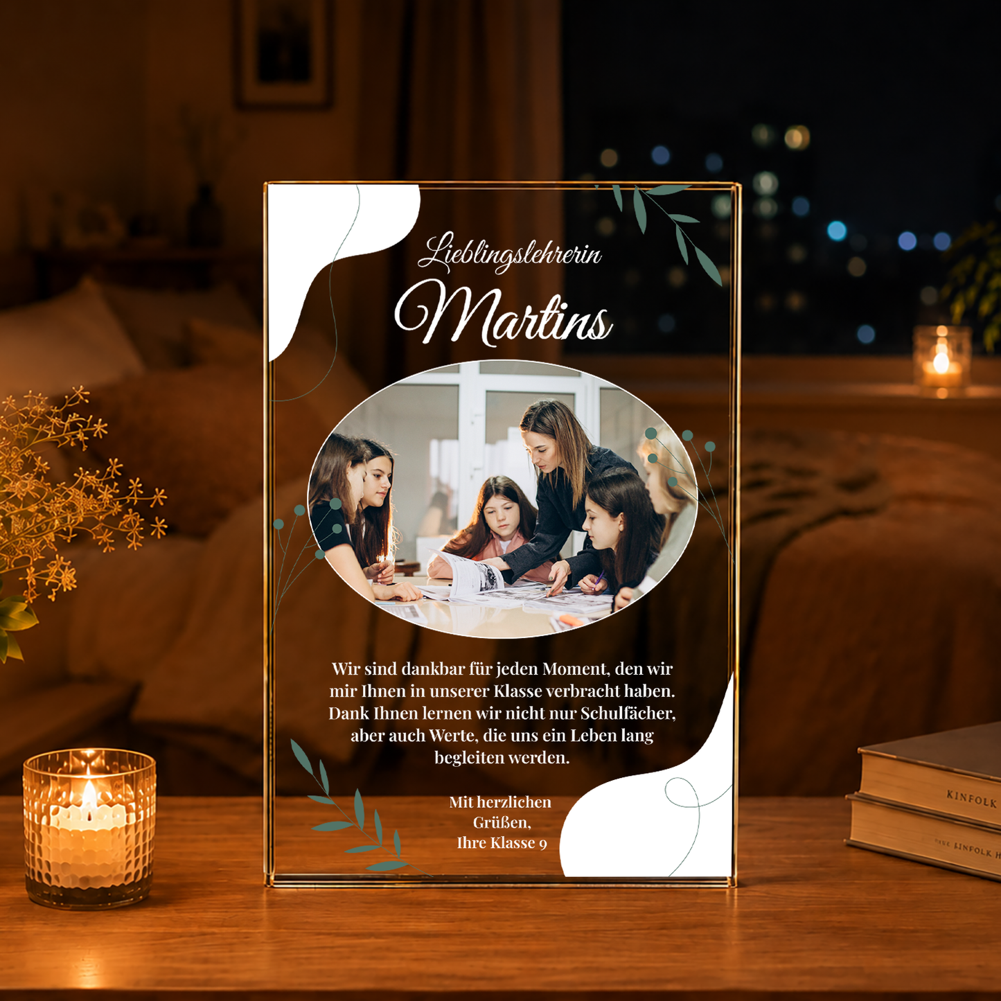 Unsere Lieblingslehrerin - Druck auf Glas, personalisiertes Geschenk für Lehrerin