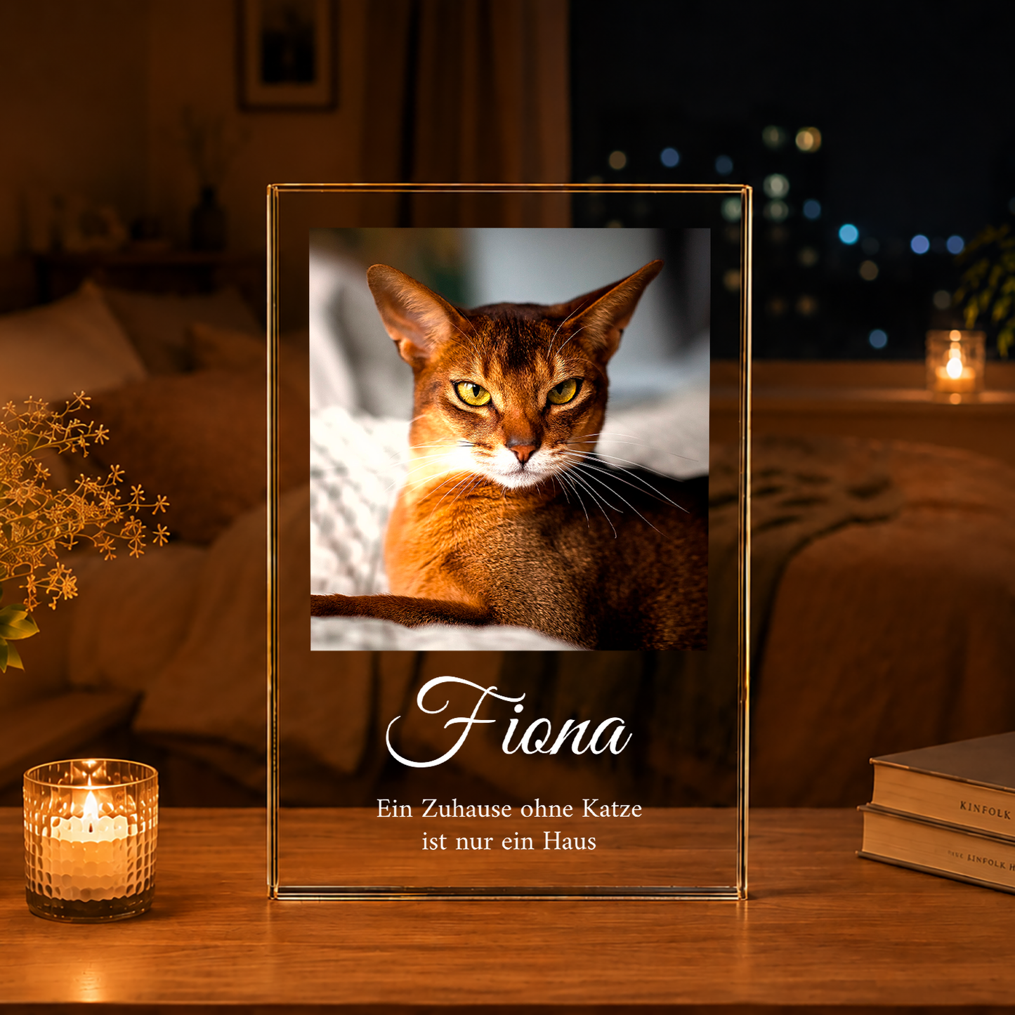 Ein Zuhause ohne Katze - Druck auf Glas, personalisiertes Geschenk für Katzenmenschen