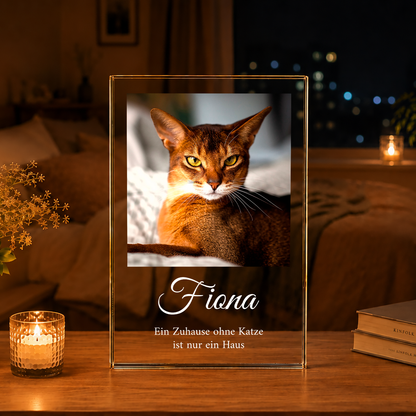 Ein Zuhause ohne Katze - Druck auf Glas, personalisiertes Geschenk für Katzenmenschen