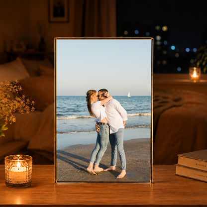 Ein Spaziergang am Strand - Druck auf Glas, personalisiertes Geschenk für Paar