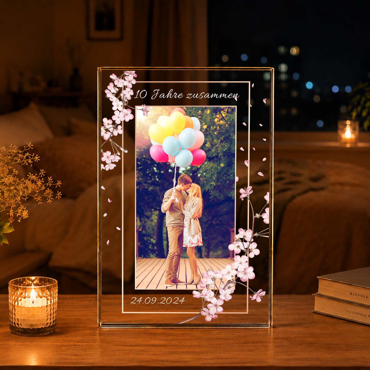 Wir sind 10 Jahre zusammen! - Druck auf Glas, personalisiertes Geschenk für Paar
