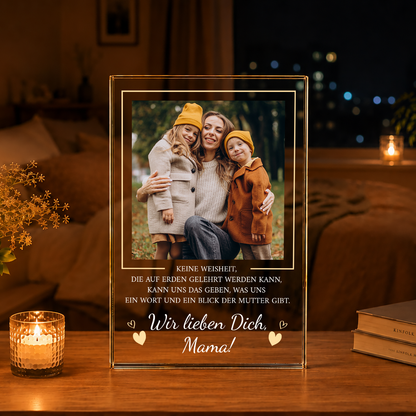 Mamas Weisheit - Druck auf Glas, personalisiertes Geschenk für Mama