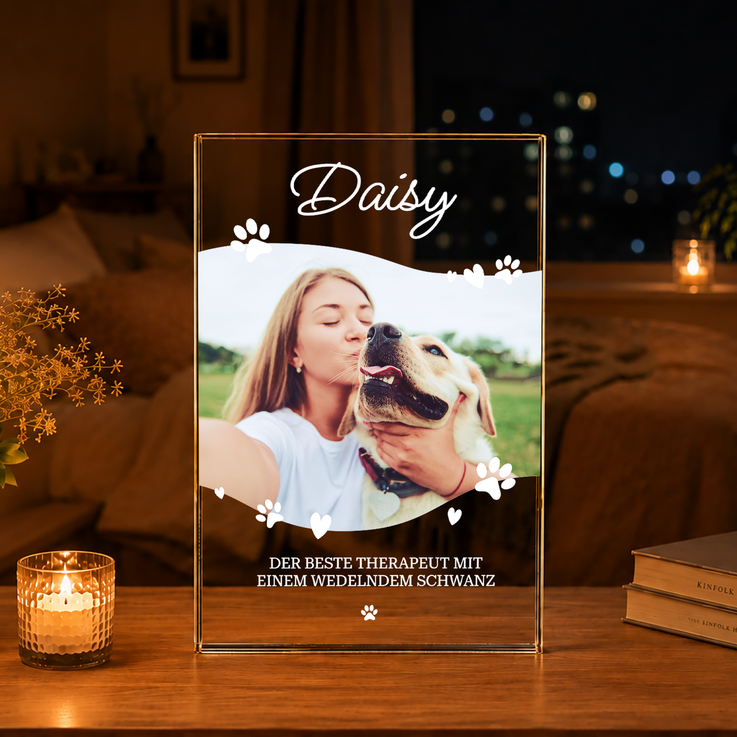 Beste Therapeut - Druck auf Glas, personalisiertes Geschenk für Hundeliebhaber