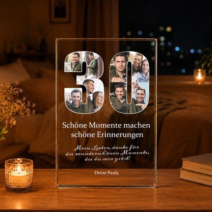 Für Ihren 30. Geburtstag - Druck auf Glas, personalisiertes Geschenk für Mann