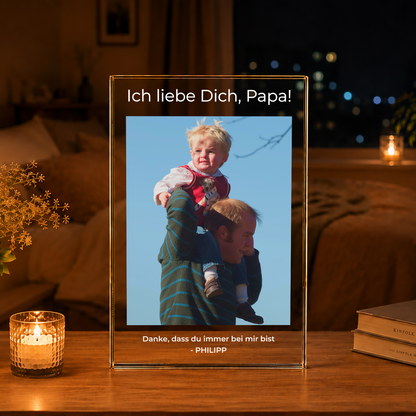 Danke, dass du immer bei mir bist - Druck auf Glas, personalisiertes Geschenk für Papa