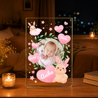 Metriken des Mädchen - Druck auf Glas, personalisiertes Geschenk für Kind