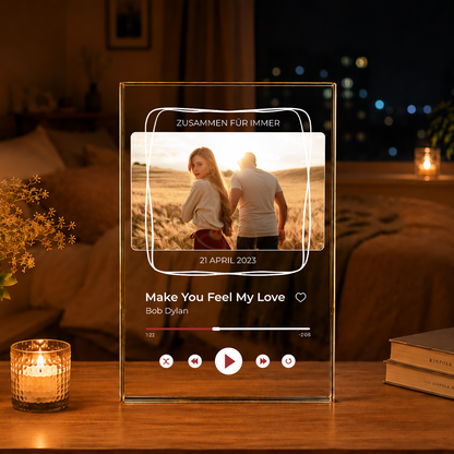 Gemeinsam für immer Inschrift + Foto - Druck auf Glas, personalisiertes Geschenk für Paar
