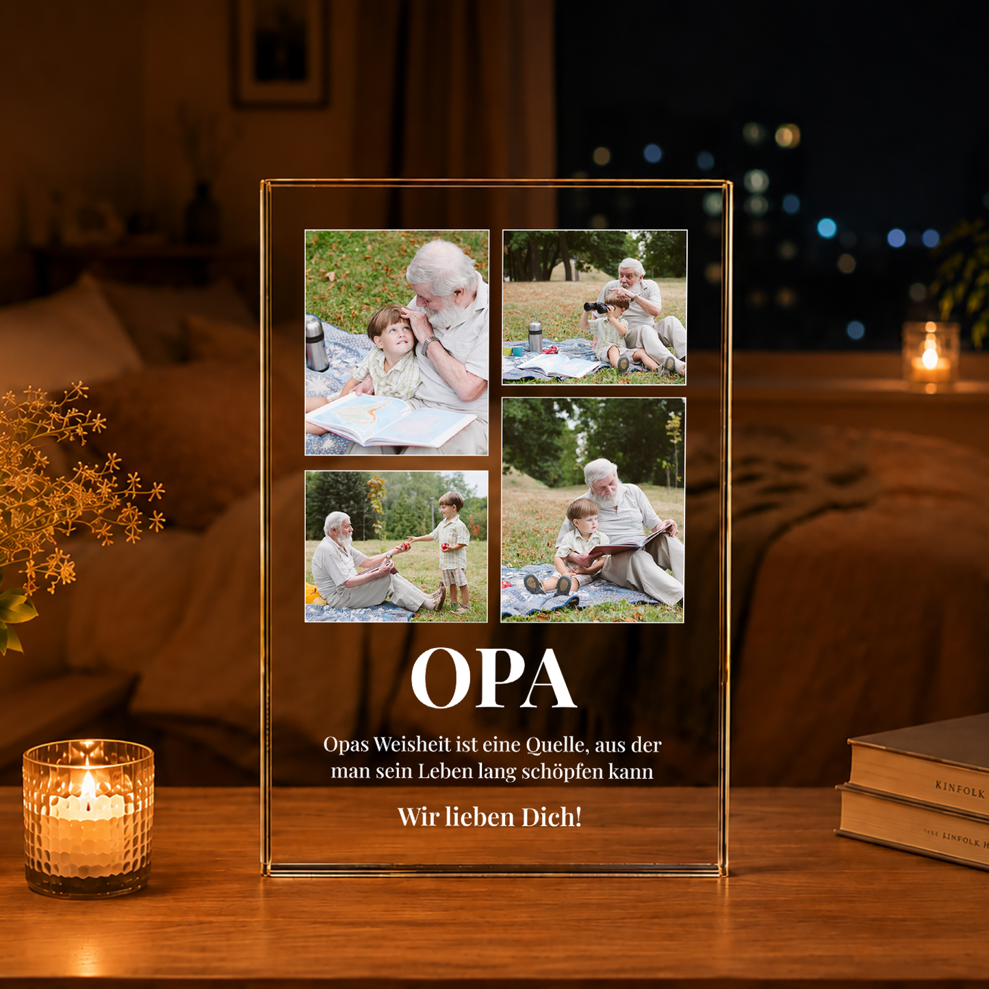 Opas Weisheit - Druck auf Glas, personalisiertes Geschenk für Opa