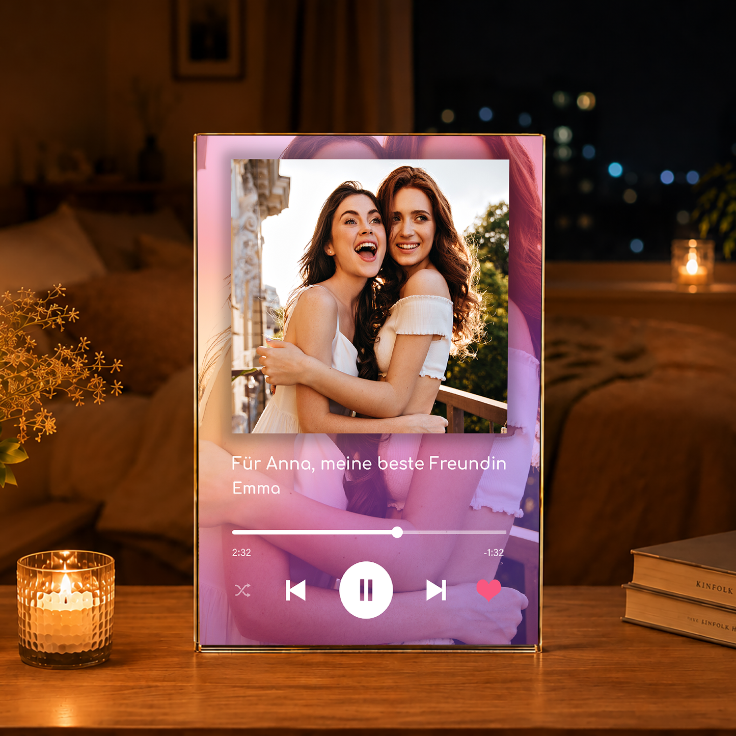 Freunde Spotify - Druck auf Glas, personalisiertes Geschenk für Freund