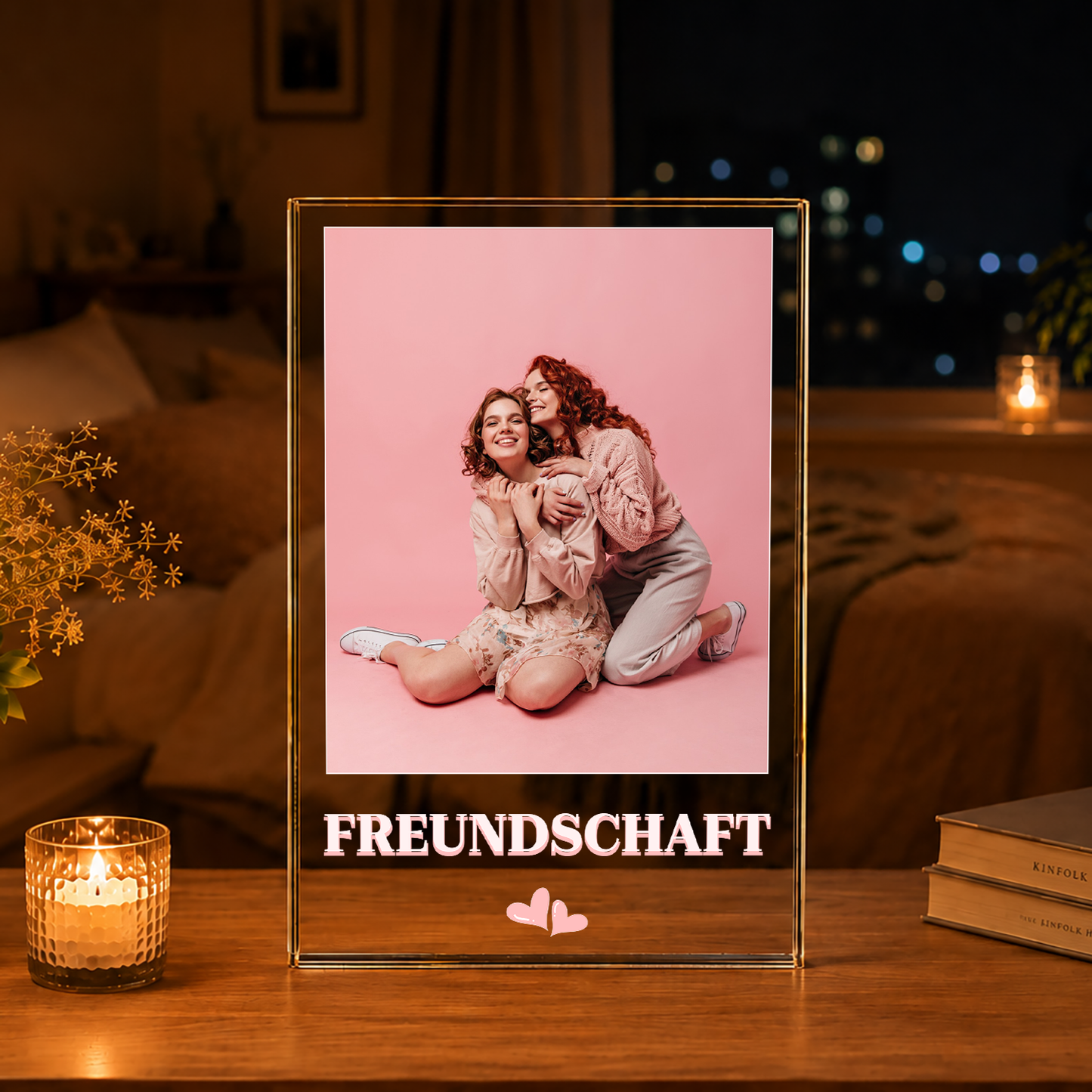 Freundschaft Foto - Druck auf Glas, personalisiertes Geschenk für Freundin