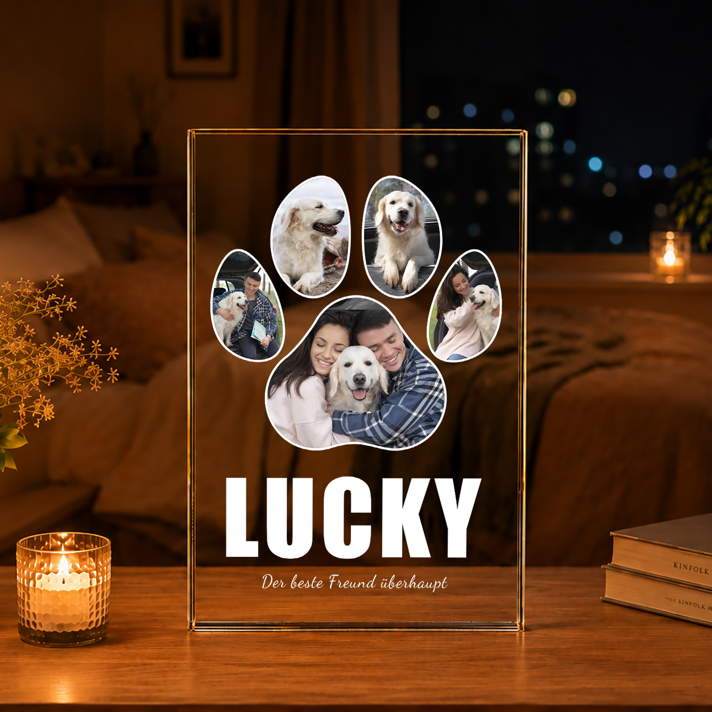 Hundepfoten-Collage - Druck auf Glas, personalisiertes Geschenk