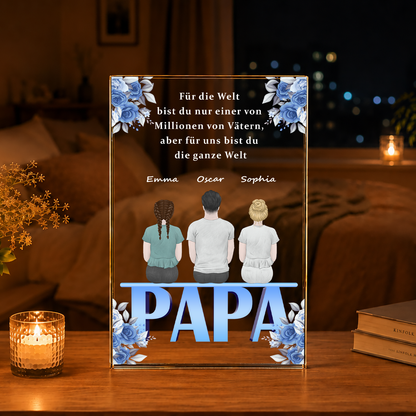 Väter auf der ganzen Welt - Druck auf Glas, personalisiertes Geschenk für Papa