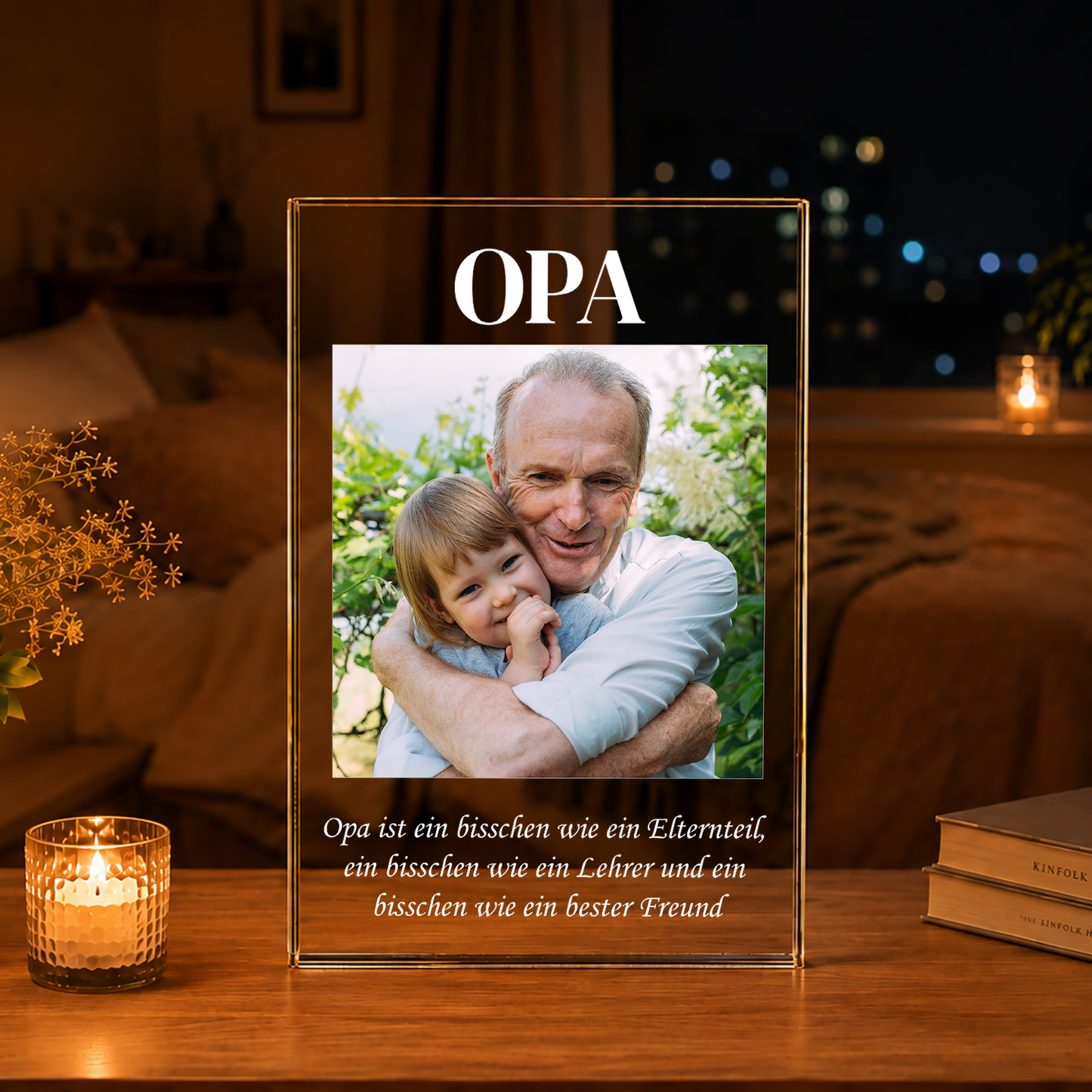 Opa-Inschrift + Text - Druck auf Glas, personalisiertes Geschenk für Opa