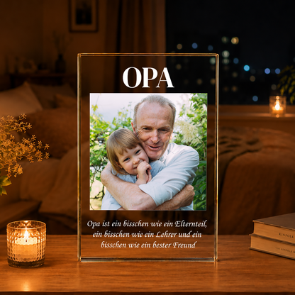 Opa-Inschrift + Text - Druck auf Glas, personalisiertes Geschenk für Opa