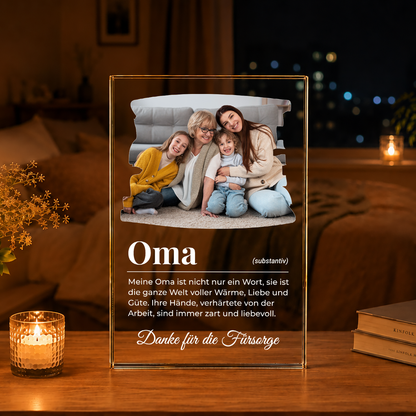 OMA Definition - Druck auf Glas, personalisiertes Geschenk für Oma
