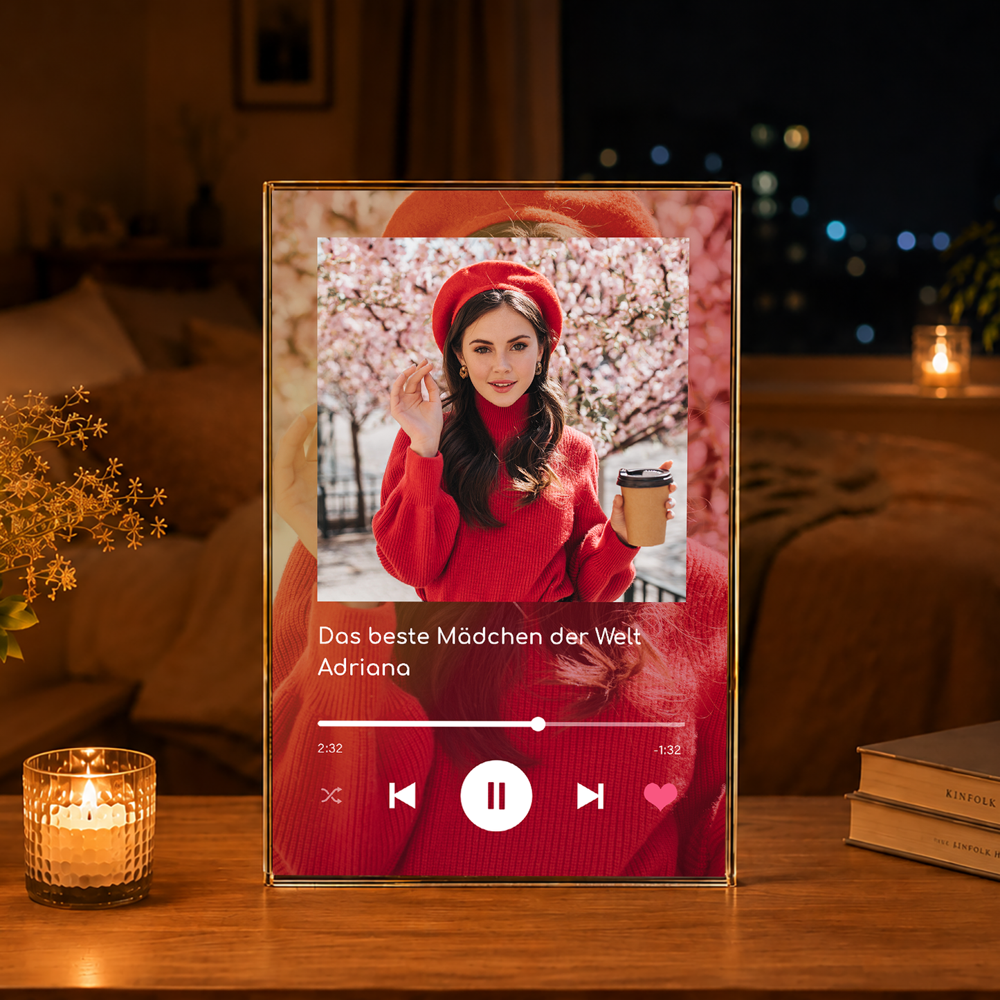 Spotify Farbverlauf Frau - Druck auf Glas, personalisiertes Geschenk für Frau