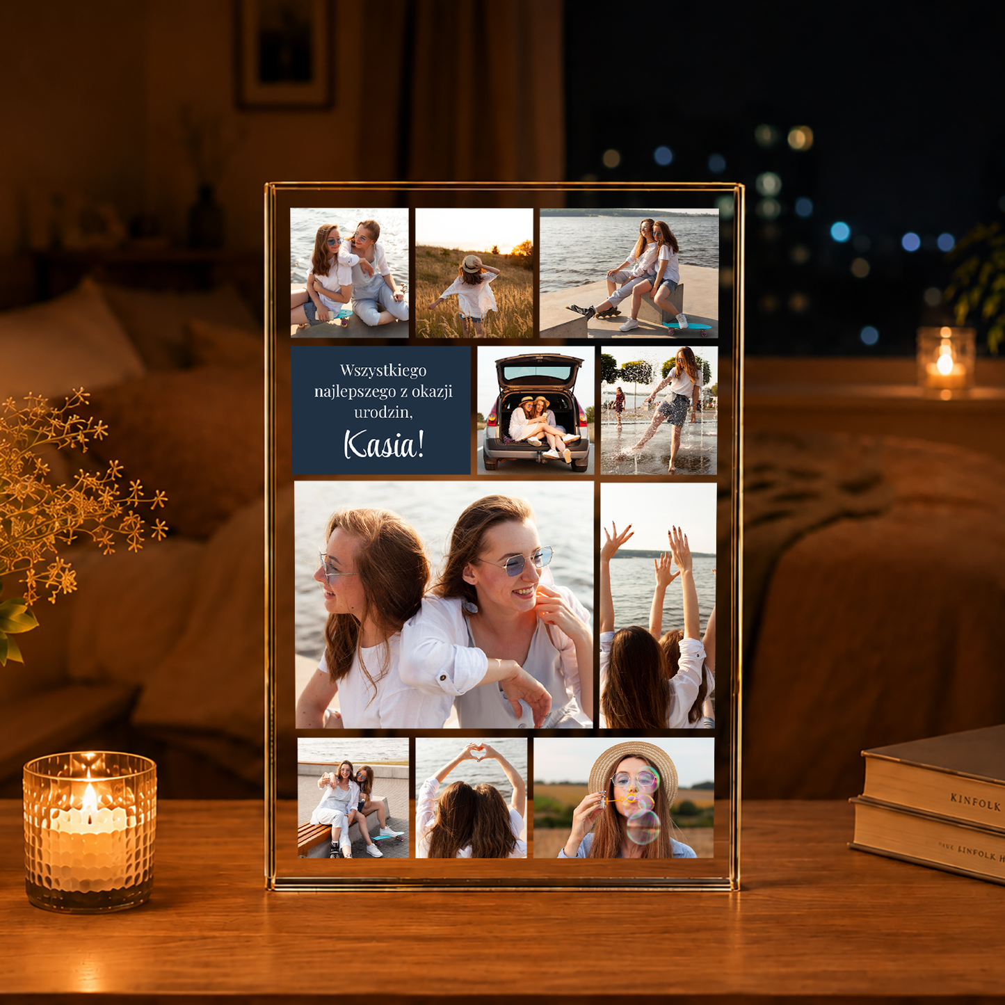 Geburtstags Collage - Druck auf Glas, personalisiertes Geschenk zum Geburtstag
