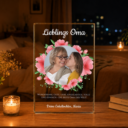 Bevorzugte Großmutter - Druck auf Glas, personalisiertes Geschenk für Oma