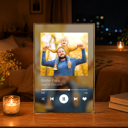 Bester Papa - Spotify - Druck auf Glas, personalisiertes Geschenk für Papa