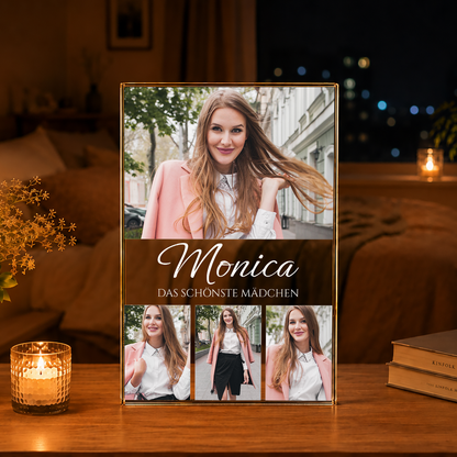 Das schönste Mädchen - Druck auf Glas, personalisiertes Geschenk für Frau