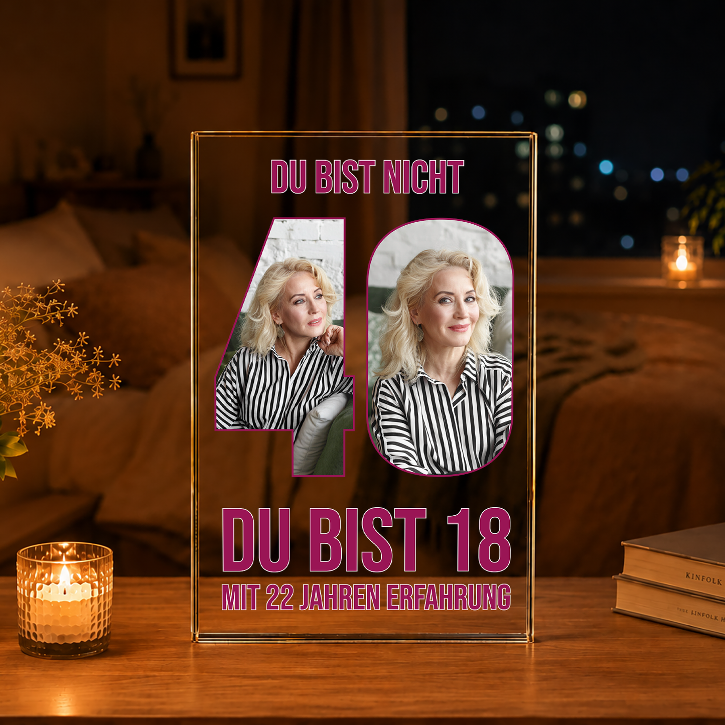 Sie sind nicht 40 Jahre alt - Druck auf Glas, personalisiertes Geschenk zum 40. Geburtstag