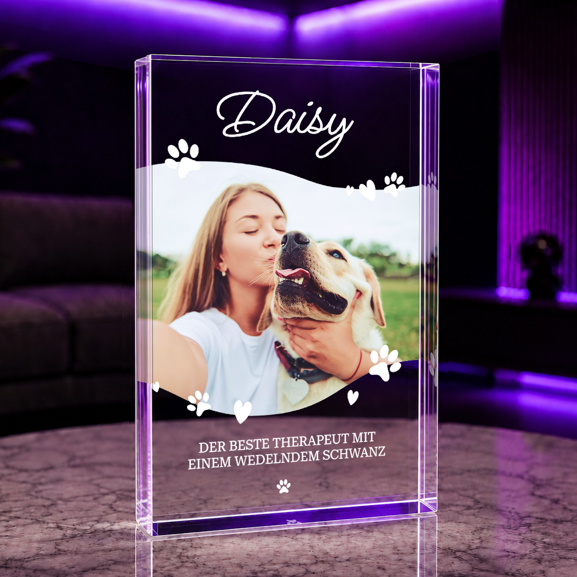 Beste Therapeut - Druck auf Glas, personalisiertes Geschenk für Hundeliebhaber