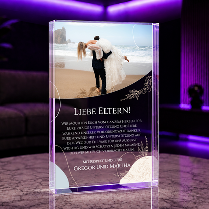 Wunderbare Eltern - Druck auf Glas, personalisiertes Geschenk für Eltern