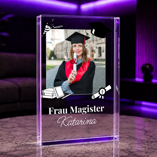 Glückwünsche an den Absolventen - Druck auf Glas, personalisiertes Geschenk für Absolventen