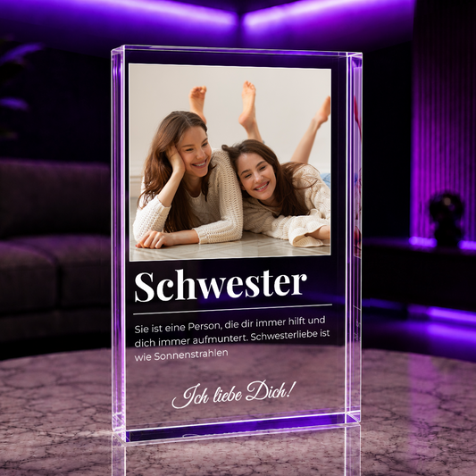 Schwesternliebe - Druck auf Glas, personalisiertes Geschenk für Schwester