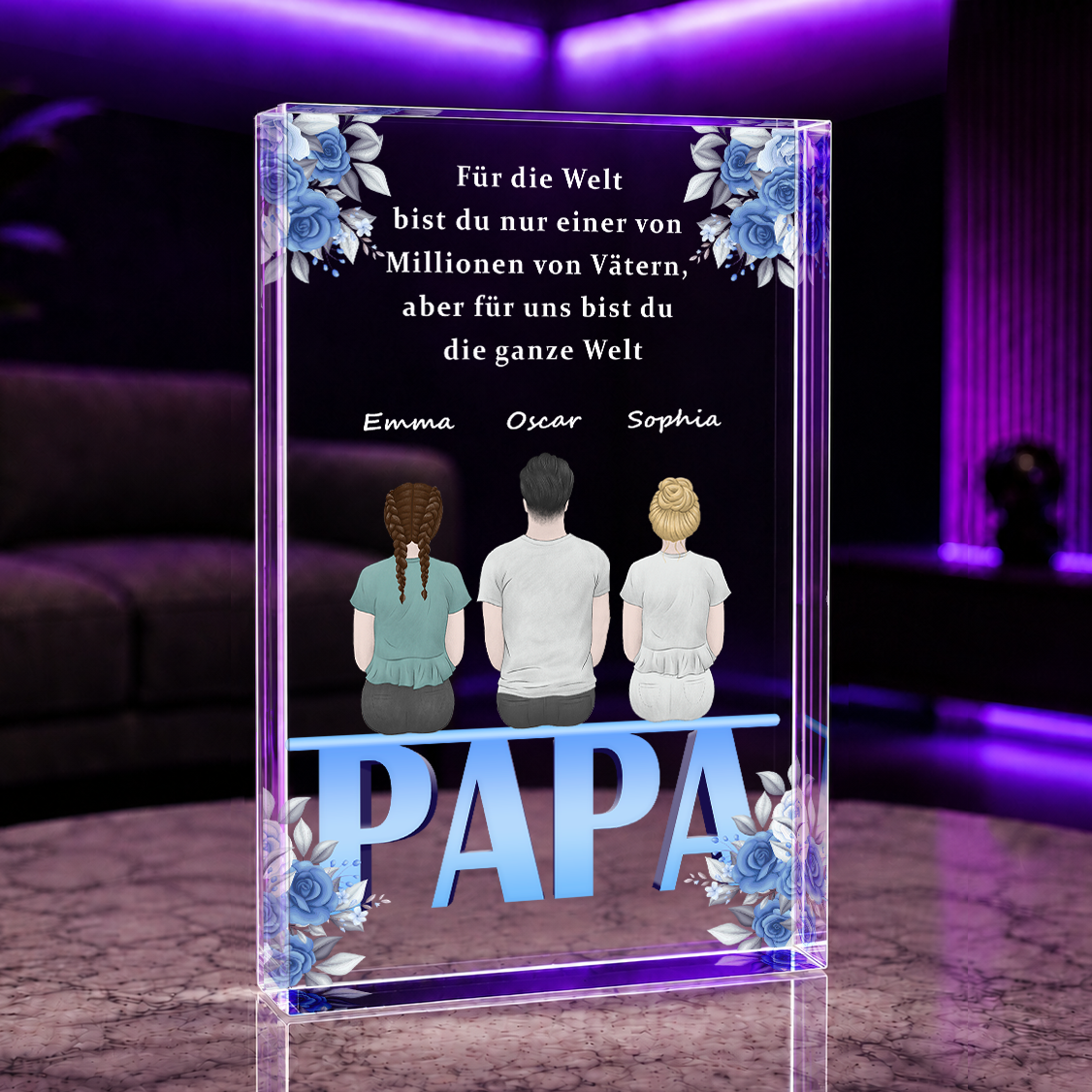 Väter auf der ganzen Welt - Druck auf Glas, personalisiertes Geschenk für Papa