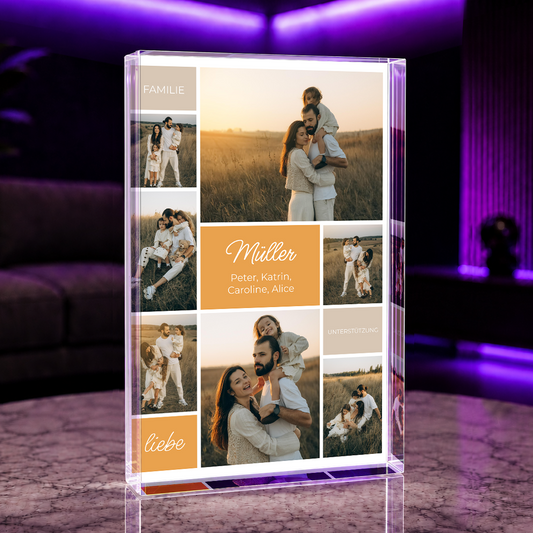 Familienfoto-Collage - Druck auf Glas, personalisiertes Geschenk für Eltern