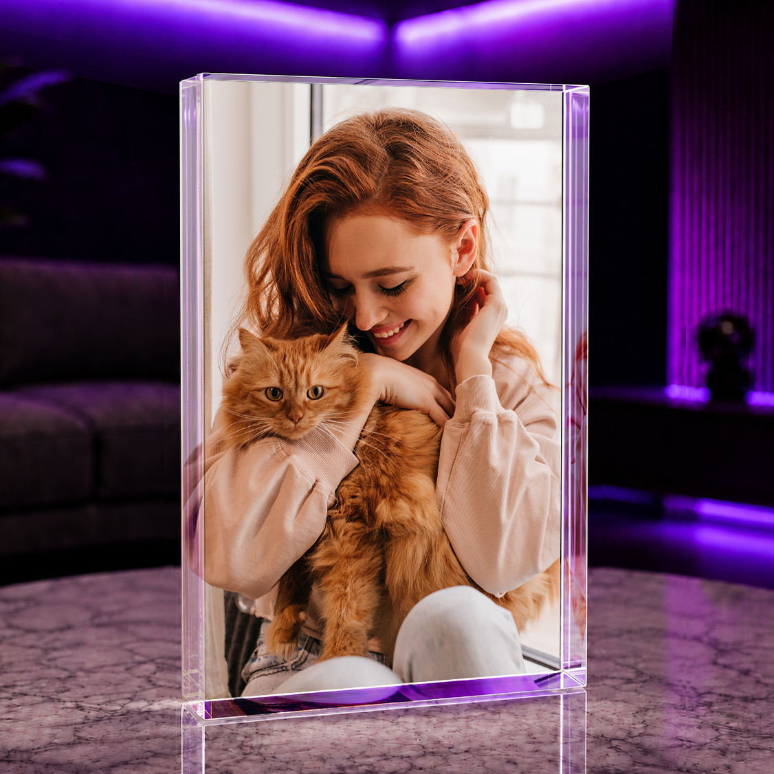 Foto mit Katze - Druck auf Glas, personalisiertes Geschenk