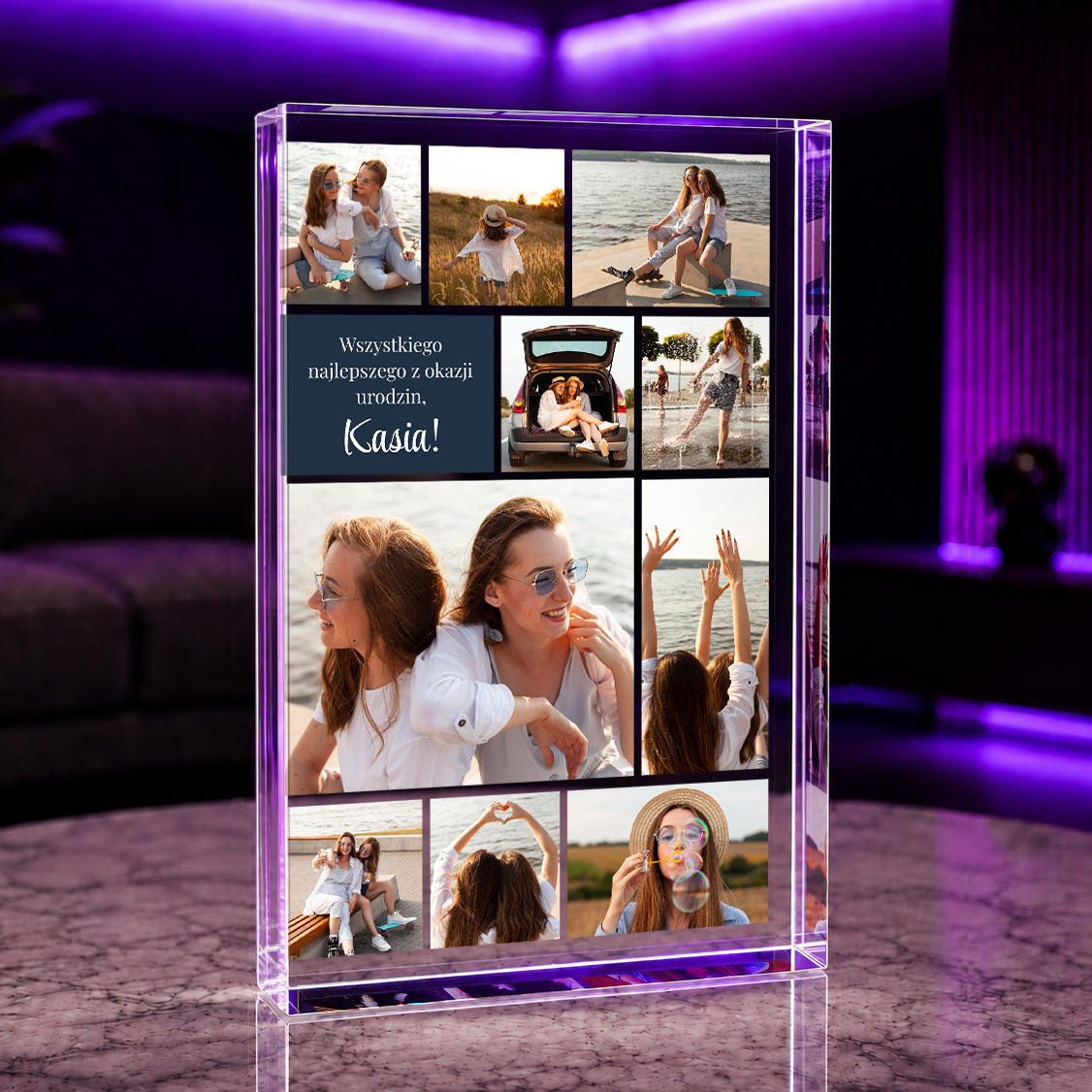 Geburtstags Collage - Druck auf Glas, personalisiertes Geschenk zum Geburtstag