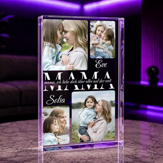 Ich liebe dich über alles, Mama - Druck auf Glas, personalisiertes Geschenk für Mama