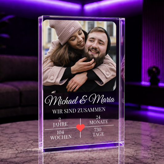 Wir sind zusammen - Druck auf Glas, personalisiertes Geschenk für Paar